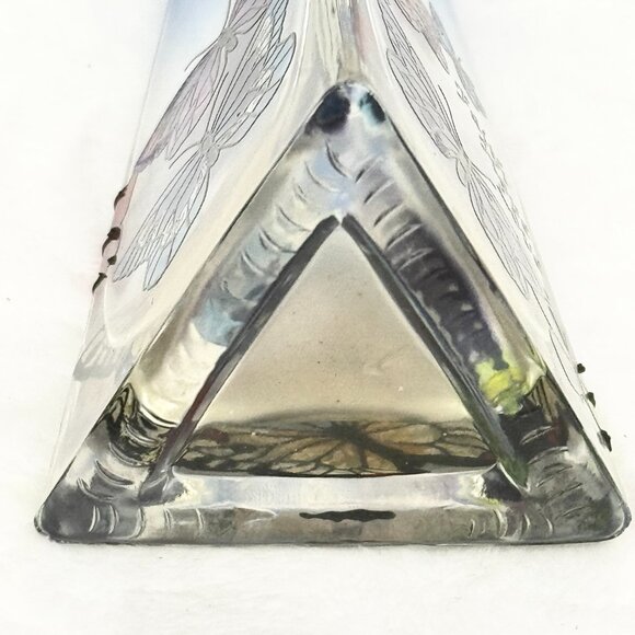 Joan Baker Designs Vtg Cobalt Art Stained Glass Bud Vase Butterflies Faith Hope - Picture 7 of 10